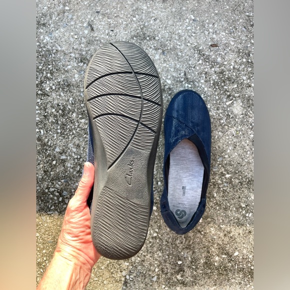 CLARKS Cloudsteppers Ballet Flats - Women's Sz 11M - Blue Fabric Shoes- Stretch - Picture 6 of 8